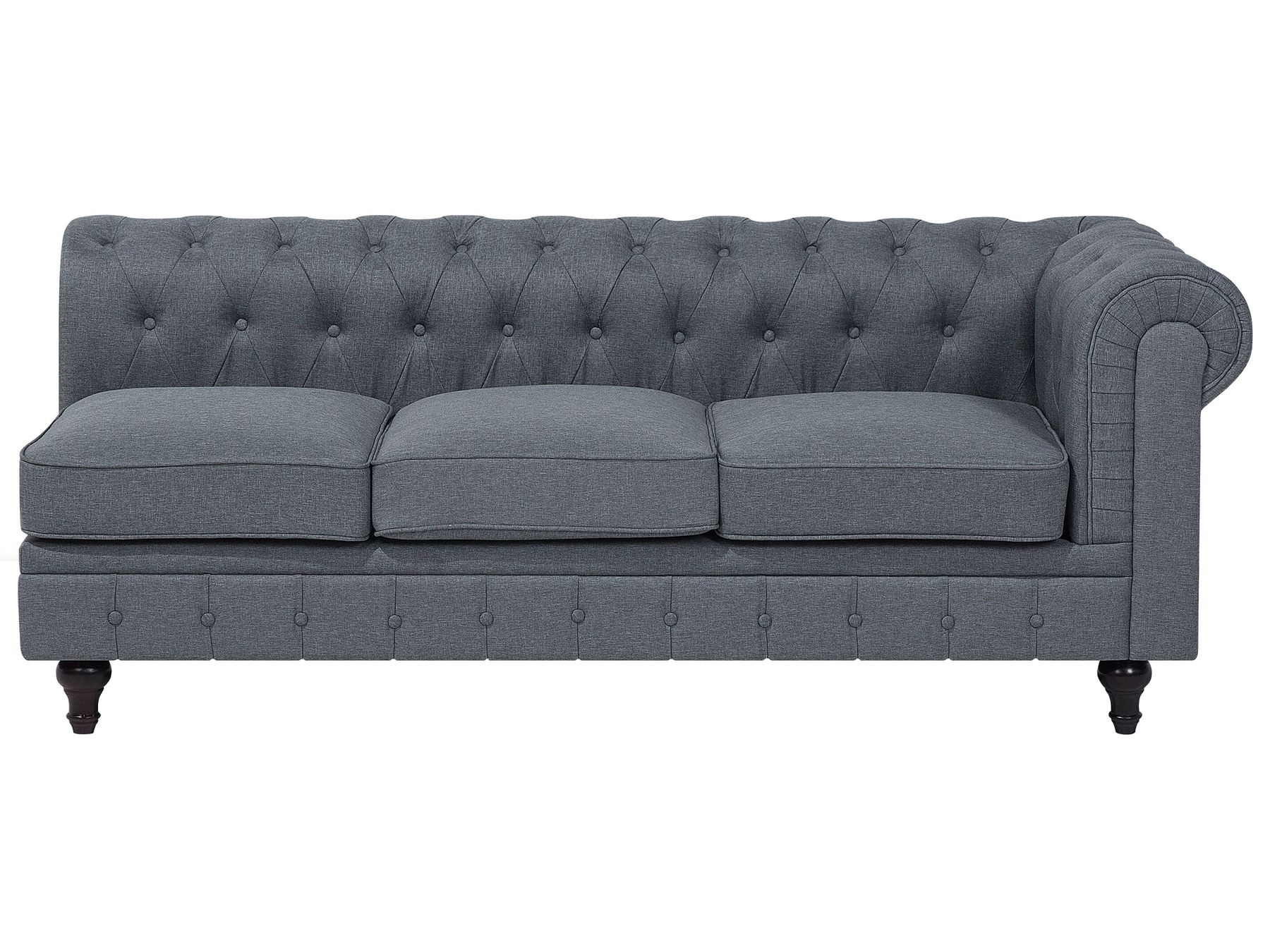 Right Hand Fabric Corner Sofa Grey CHESTERFIELD Beliani.co.uk