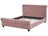 Bed fluweel roze 140 x 200 cm AVALLON_743663