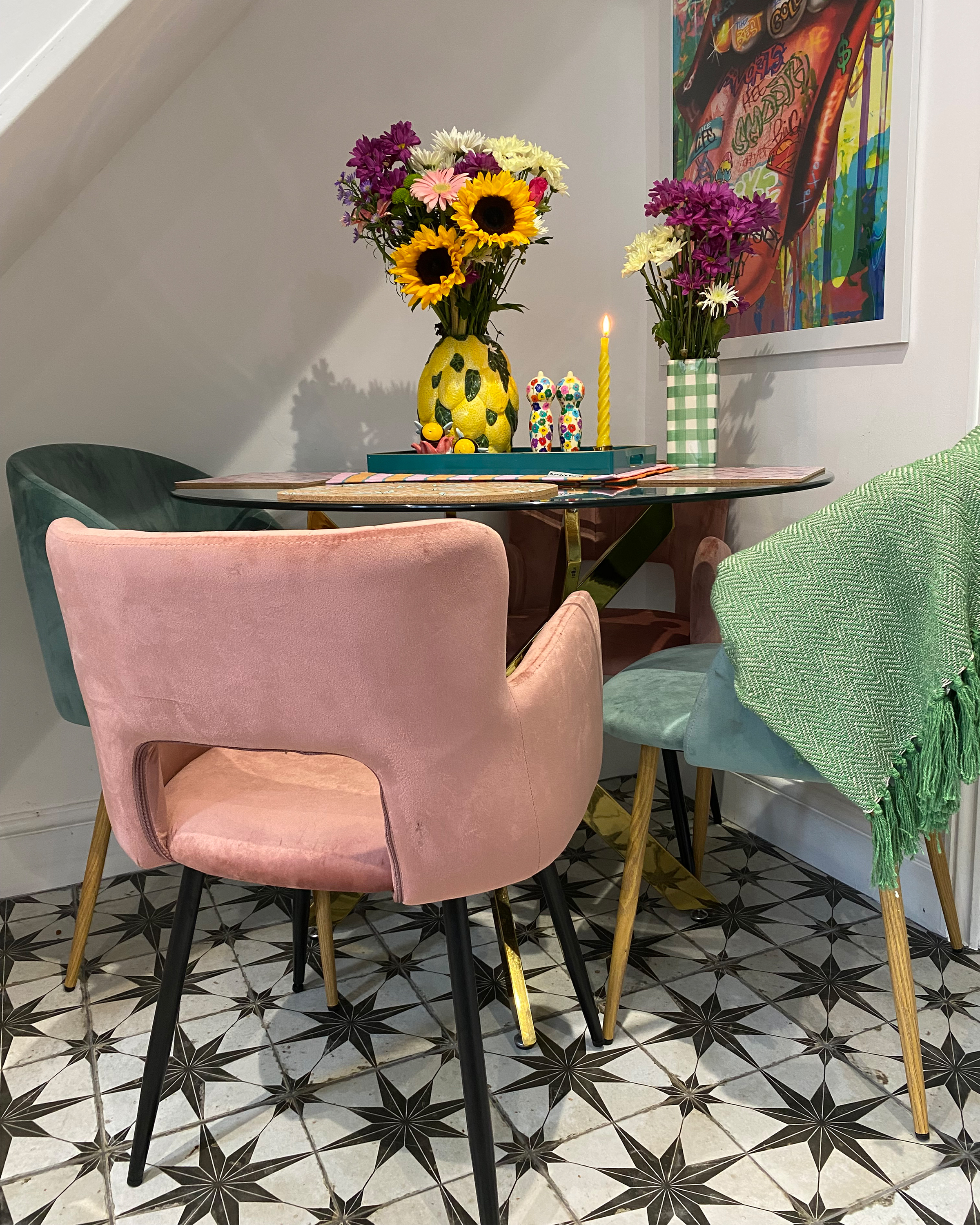 Lot de 2 chaises de salle à manger en velours rose pastel SANILAC_887479