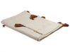 Cotton Blanket Lama Motif 130 x 180 cm Beige and Orange KHANDWA_829285