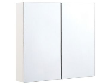 Fehér És Ezüst Fürdőszoba Szekrény Tükörrel 80 x 70 cm NAVARRA