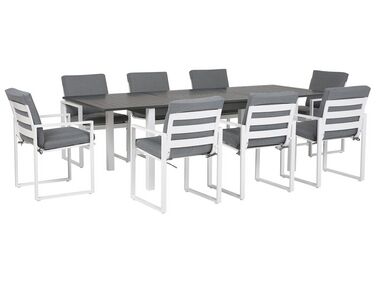 Puutarhapöytäryhmä jatkettava pöytä ja 8 tuolia PANCOLE