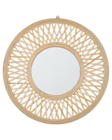 Okrúhle bambusové nástenné zrkadlo ø 60 cm zo svetlého dreva BACATA