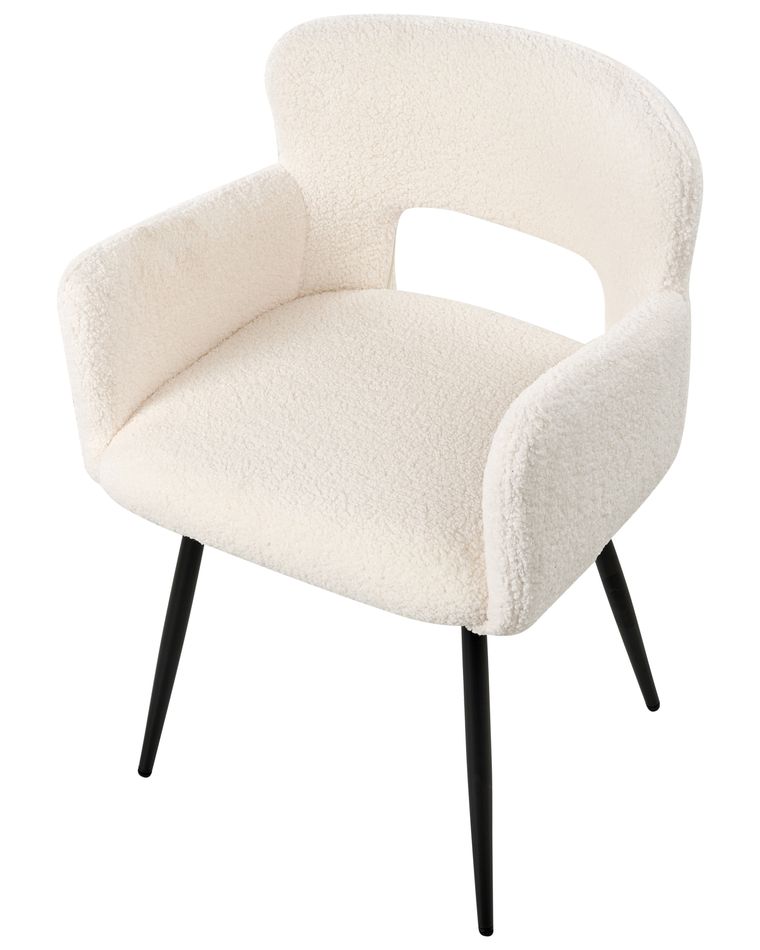 Set of 2 Boucle Dining Chairs White SANILAC | Beliani.co.uk