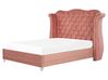Zamatová posteľ 160 x 200 cm ružová AYETTE_832184