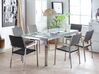 6 Seater Garden Dining Set Glass Table with Black Rattan Chairs GROSSETO_764042