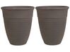 Conjunto de 2 vasos para plantas em pedra castanha 50 x 50 x 58 cm KATALIMA_858222