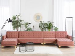 6-istuttava vaaleanpunainen samettiverhoiltu U-kulmavuodesohva ABERDEEN 6-istuttava vaaleanpunainen samettiverhoiltu U-kulmavuodesohva ABERDEEN