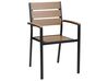 Set of 6 Garden Dining Chairs Light Wood and Black VERNIO_862886