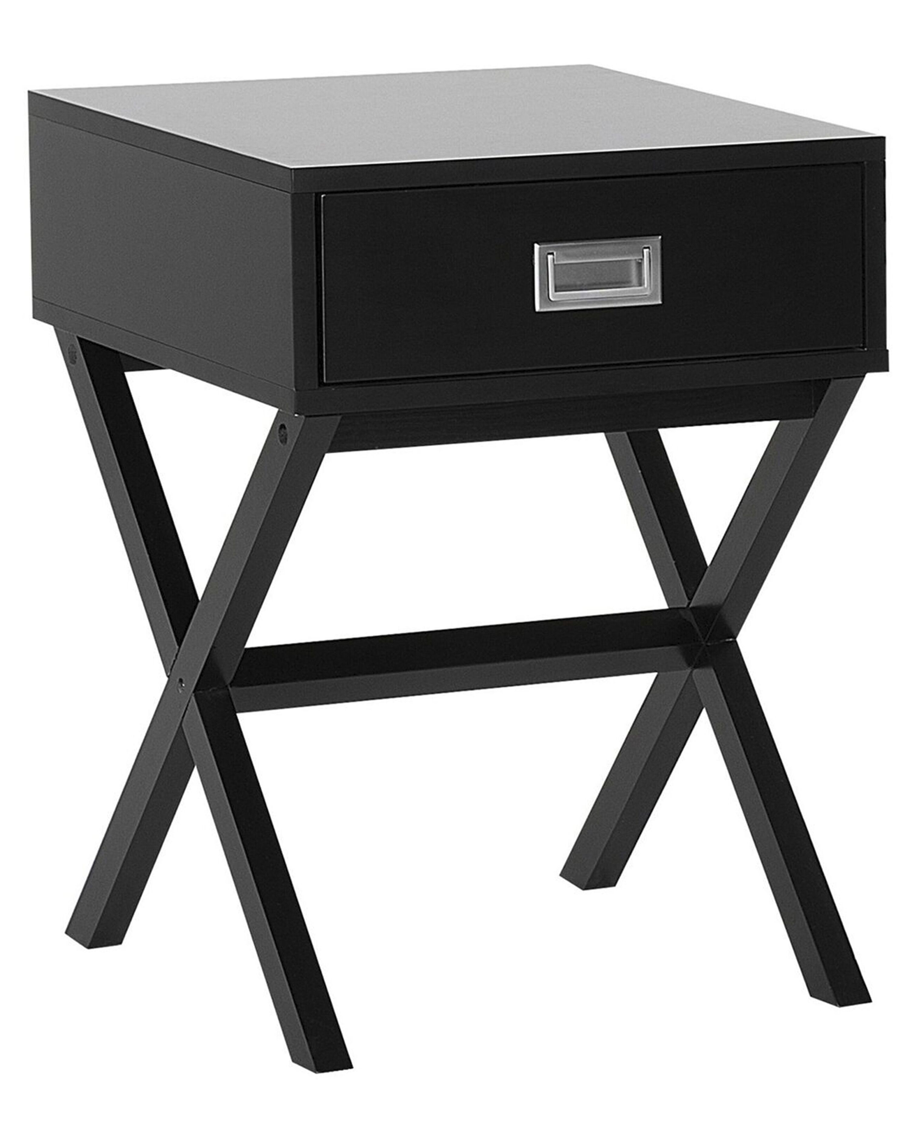 Tavolino da caffè in teak massiccio 48x30 con gambe a croce in metallo