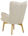 Wingback Chair with Footstool Light Beige VEJLE_913000