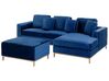Sofa med skammel Venstrevendt Velour Mørkeblå OSLO_744152
