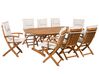 Gartenmöbel Set Akazienholz hellbraun 8-Sitzer Auflagen cremeweiß MAUI_743950