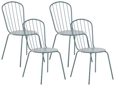 Conjunto de 4 cadeiras de jardim em metal azul claro CALVI