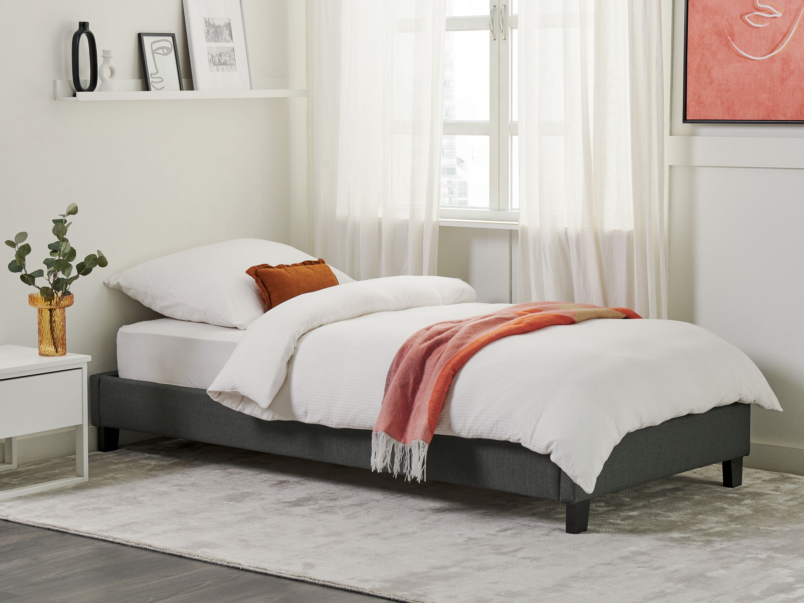 Sommier estofado 90 x 200 cm cinzento ROANNE