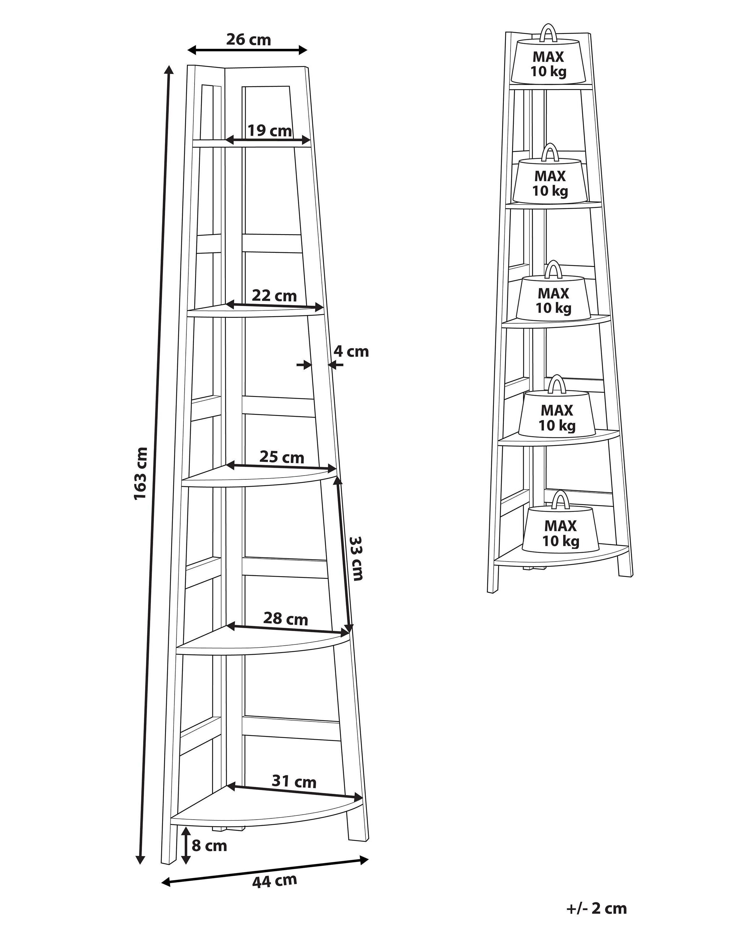 Corner Ladder Shelf Black and Light Wood BEXLEY Beliani.co.uk