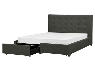 Fabric EU King Size Bed with Storage Dark Grey LA ROCHELLE