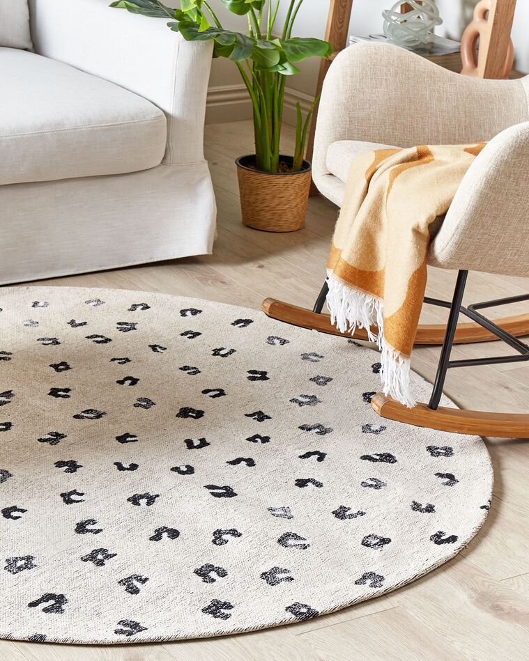 Round Cotton Area Rug ⌀ 140 cm Beige AFIS Beliani.co.uk