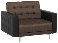 Tummanruskea kangasverhoiltu nojatuoli mustilla käsinojilla ABERDEEN