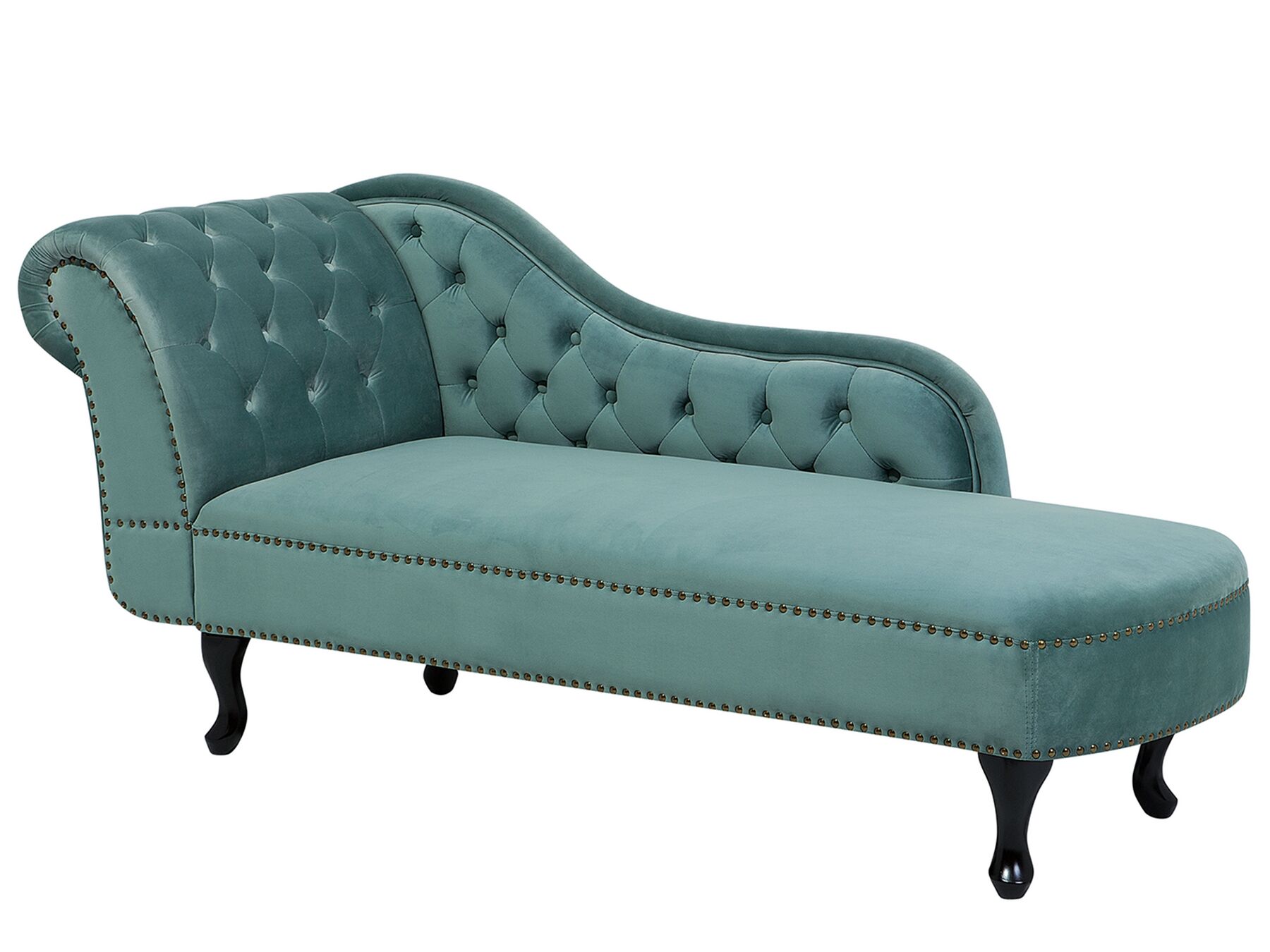 Left Hand Chaise Lounge Velvet Mint Green NIMES Beliani.co.uk
