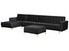 Right Hand Modular Velvet Sofa with Ottoman Black ABERDEEN_857500