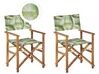 Sæt med 2 akacieklapstole og 2 udskiftningsbetræk lyst træ med gråt / tropisk bladmønster CINE_819390