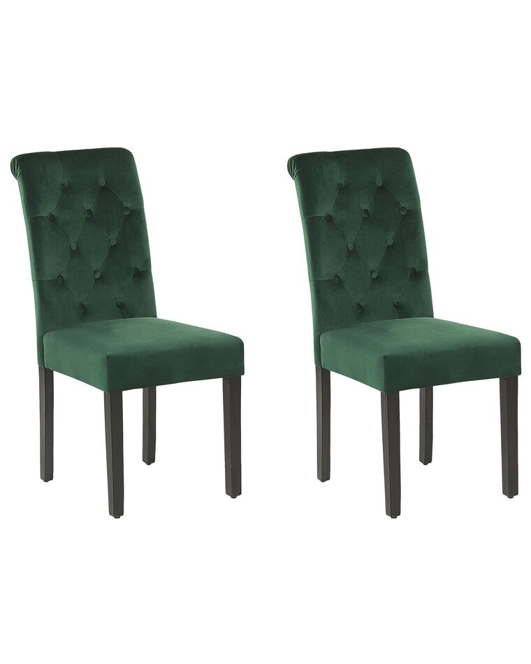 Set of 2 Velvet Dining Chairs with Ring Green VELVA II_781887