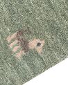 Gabbeh Teppich Wolle grün 80 x 150 cm Tiermotiv Hochflor KIZARLI_855503