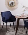 Conjunto de 2 sillas de comedor de terciopelo azul oscuro/negro JASMIN_710914