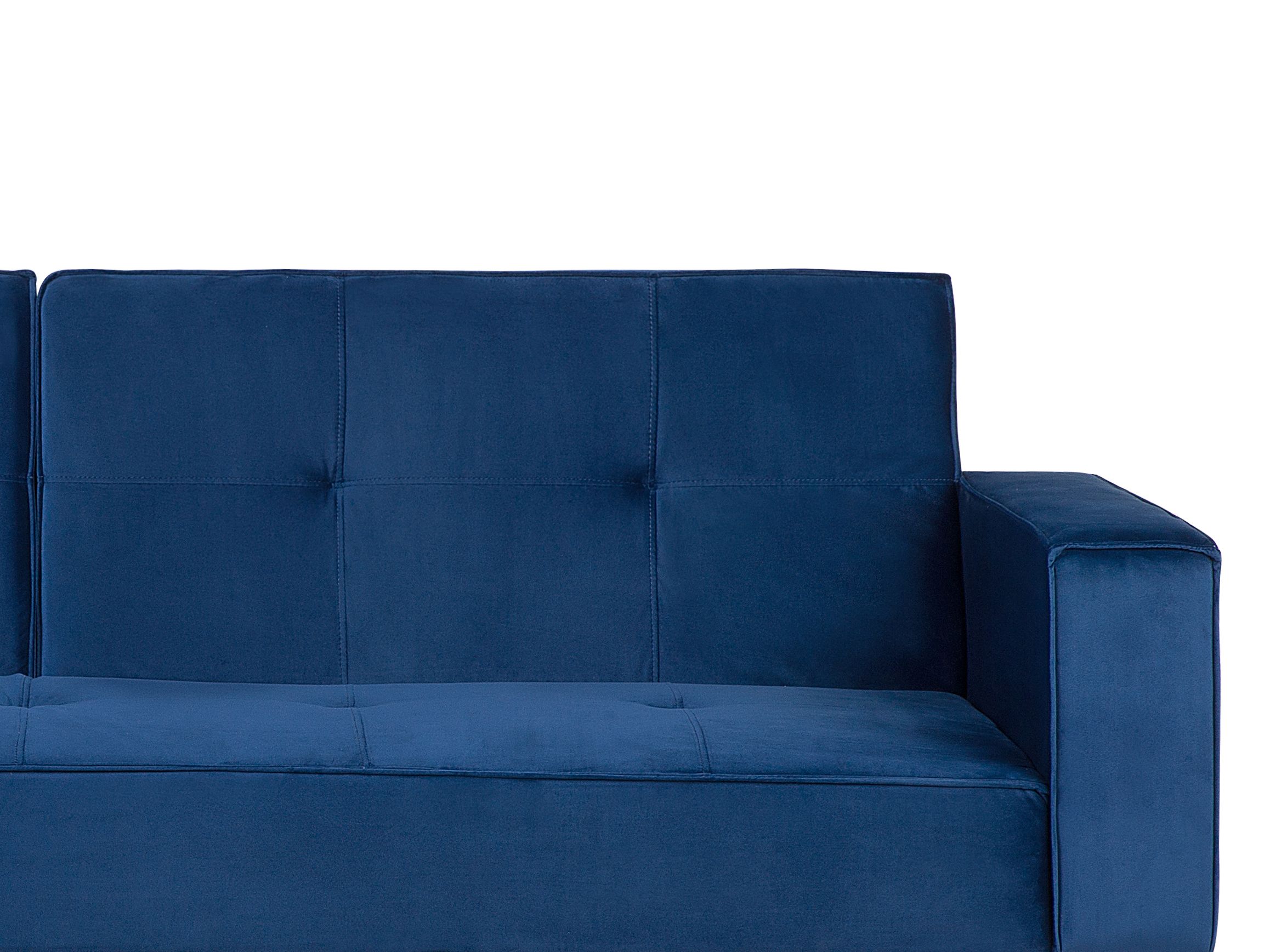 Sofa rozkładana welurowa niebieska VISNES