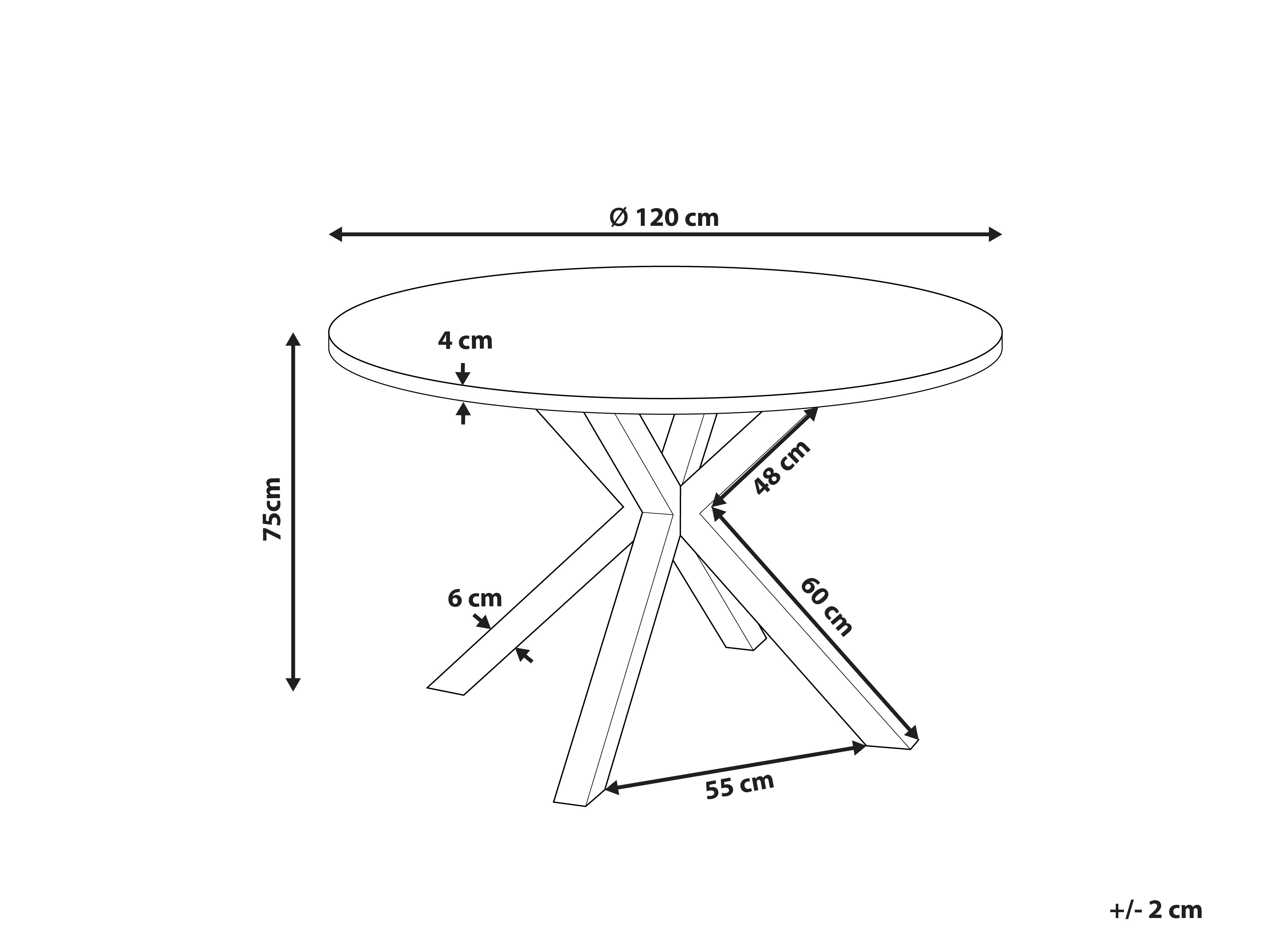 Round Garden Dining Table ⌀120 cm Grey with Black MALETTO Beliani.co.uk