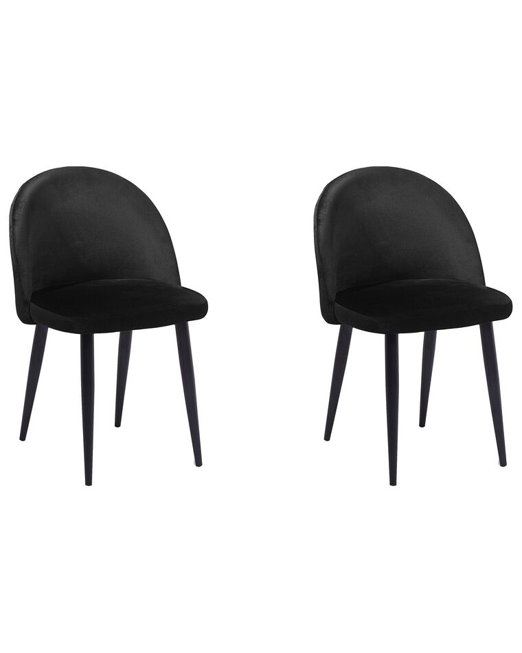 2 Velvet Dining Chairs Black Visalia, Set Of 2 Dining Chairs Black