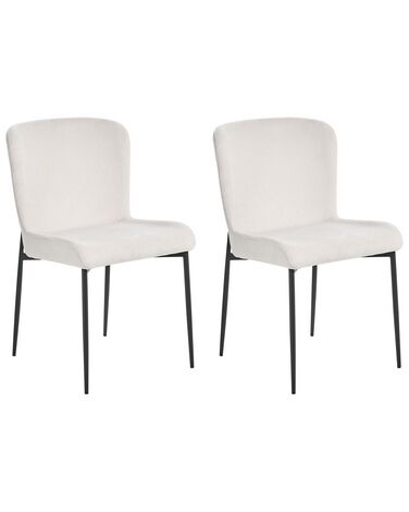 Conjunto de 2 cadeiras de jantar em tecido branco creme ADA