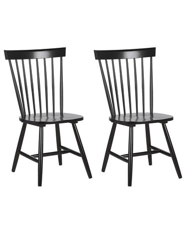 Set of 2 Wooden Dining Chairs Black BURGES