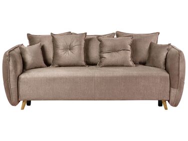 Velvet Sofa Bed with Storage Brown VALLANES
