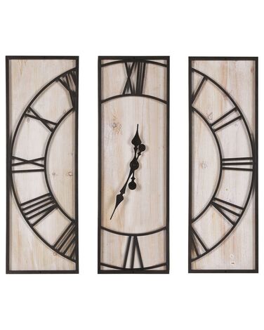 Reloj de pared de madera de abeto clara/negro 75 x 75 cm COATLAN