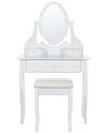 3 Drawer Dressing Table with Oval Mirror and Stool White ASTRE_830254