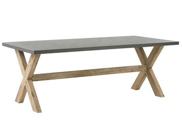 Záhradný betónový stôl 200 x 100 cm sivá/svetlé drevo OLBIA