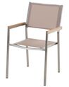 Conjunto de 4 sillas de jardín de poliéster/acero beige arena/plateado/madera clara GROSSETO_868143