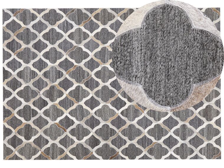 Tapis en cuir et tissu gris et beige 160 x 230 cm ROLUNAY_780561