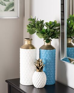 Koristemaljakko keraaminen sininen/kulta 39 cm ARSIN Koristemaljakko keraaminen sininen/kulta 39 cm ARSIN