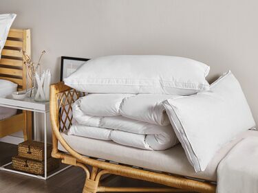 Set of 2 Duck Feathers and Down Bed High Profile Pillows 40 x 80 cm FELDBERG