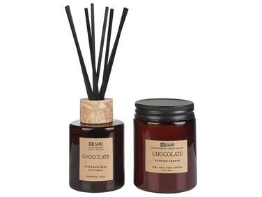 Soy Wax Candle and Reed Diffuser Scented Set Chocolate DARK ELEGANCE