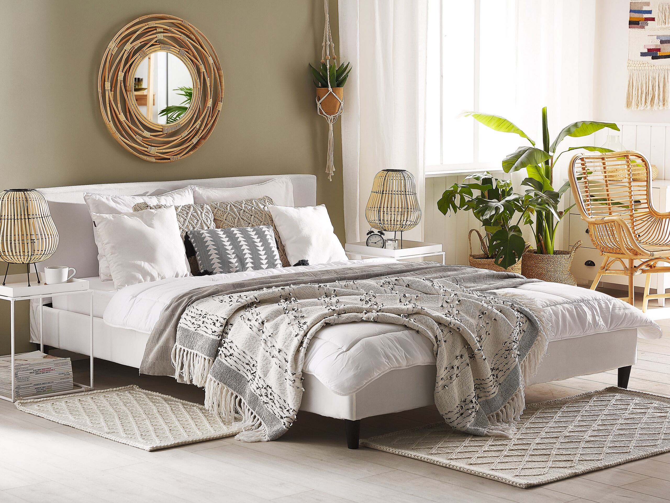 Capa de estrutura de cama em veludo branco 180 x 200 cm FITOU