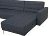 Left Hand Fabric Corner Sofa with Ottoman Dark Grey ABERDEEN _718850