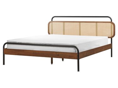 Drevená posteľ 160 x 200 cm tmavé drevo BOUSSICOURT
