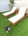 Wooden Reclining Sun Lounger with Cushion Off-White FANANO_888082