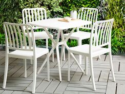 Valkoinen 4-istuttava ulkoruokailuryhmä SERSALE Valkoinen 4-istuttava ulkoruokailuryhmä SERSALE