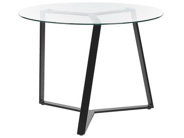 Glass Top Round Dining Table ⌀ 100 cm Black KEBRI