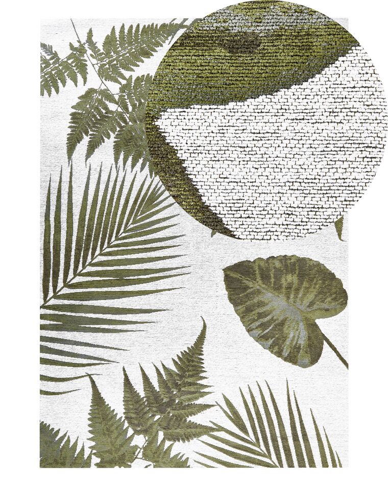 Tapete de algodão com motivo de folhas verde 140 x 200 cm BARZAH_854012